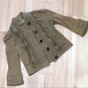 XOXO 3/4 Sleeve Distressed Camel Denim